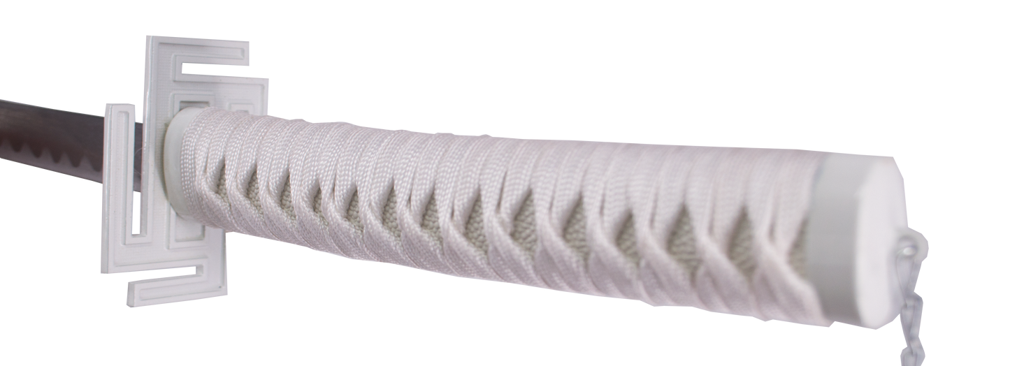 Katana 13473 Tensa Zagetsu Hollow de Bleach réplica no oficial de 116 cm hoja de acero, vaina blanca, mango encordado blanco. Ref. 13473