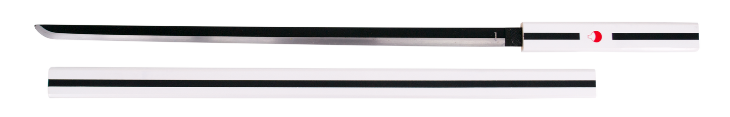 Katana S0277W Sasuke Uchiha de Naruto réplica no oficial de 99,5 cm hoja de acero negra, vaina blanca, vaina y mango hechos en aluminio. Ref. S0277W