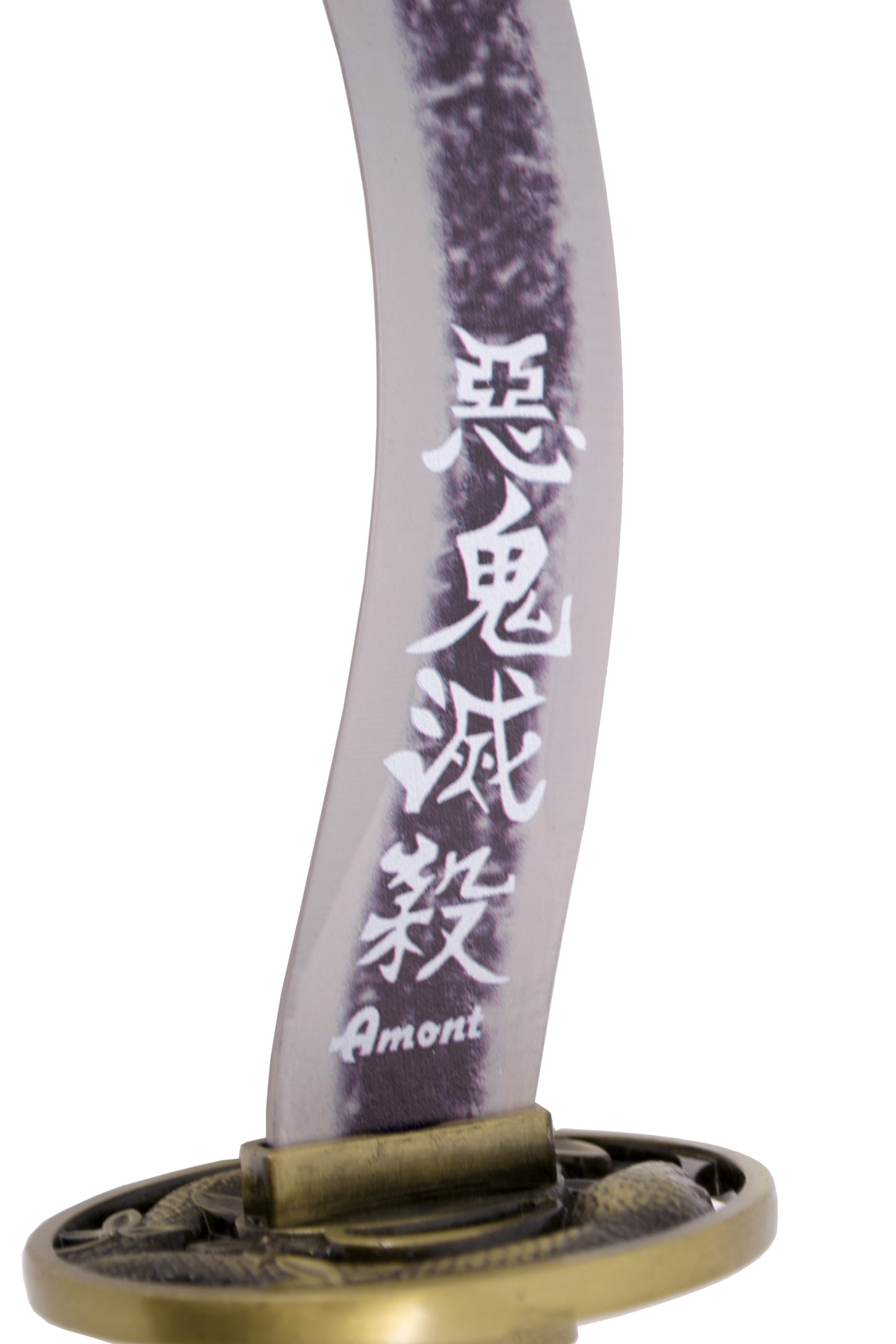 Katana S0278B de Demon Slayer empuñada por Obanai Iguro réplica no oficial de cm hoja de acero acabada en negro desgastado con corte en satinado, mango con encordado en granate y blanco de polipie