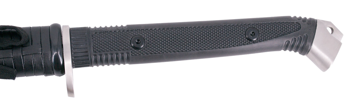 Katana Funcional S2026 de 102 cm hoja de acero al carbono 1065 con filo, con vaina negra y encordado negro, mango de plástico texturizado, con caja de madera