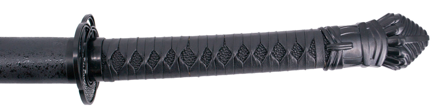 Katana S2029 Katana Moonveil de Elden Ring, réplica no oficial, de 105,5 cm hoja de acero acabada en negro con detalles blancos, con vaina negra y mango encordado de polipiel negra. Ref. S2029