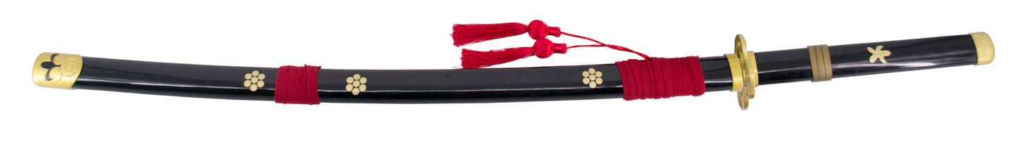 Katana S5005BK Katana Enma de Zoro de One Piece réplica no oficial de 103,5 cm hoja de acero acabado en negro con detalles en rojo y el corte en satinado, mango negro con detalles en dorado. Ref. S5005BK