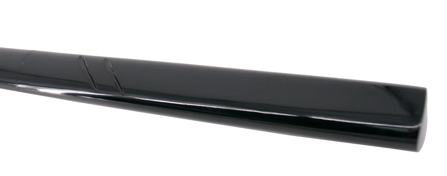 Shirasaya Funcional S5007 de 105 cm hoja de acero de damasco rojo AISI 1045 con filo, con vaina y mango de madera acabada en negro lacado, con caja de madera