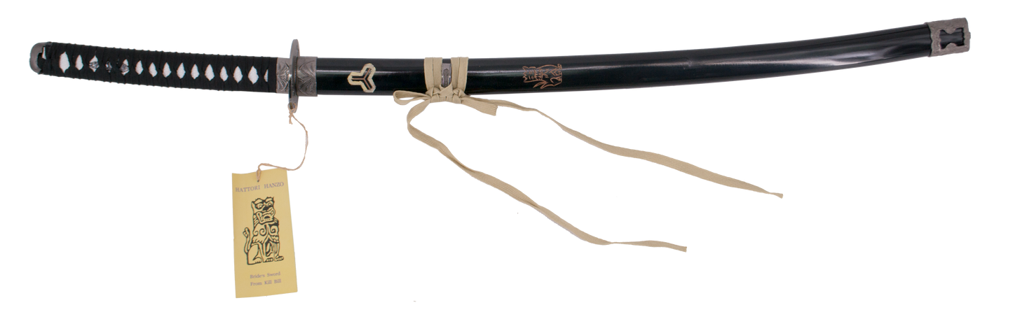 Katana S5014 Hattori Hanzo Kill Bill "La novia" réplica no oficial de 103 cm hoja de acero, mango con encordado negro con soporte, detalle de león en vaina y hoja. Ref. S5014