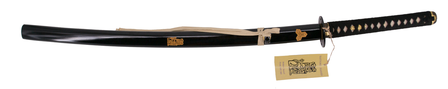 Katana Funcional S5014H Hattori Hanzo Kill Bill "La novia" réplica no oficial de 102 cm hoja de acero al carbono AISI 1045, mango con encordado negro con soporte