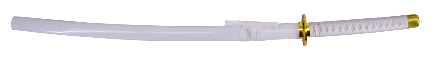Katana S5018 Shusui Wado Ichimonji de Zoro de One Piece réplica no oficial de 103 cm hoja de acero acabado satinado, mango con encordado blanco, con soporte. Ref. S5018