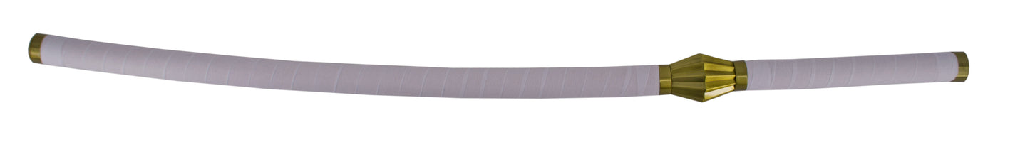 Katana S5047 de Kenpachi de Bleach réplica no oficial de 109 cm hoja de acero en negro y el corte satinado con dentado, mango y funda con encordado blanco