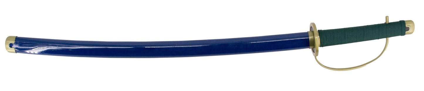 Katana S5071 espada de Shanks de One Piece, réplica no oficial de 102 cm hoja de acero negra con el corte en satinado, vaina de madera lacada acabada en azul, mango encordado verde. Ref. S5071