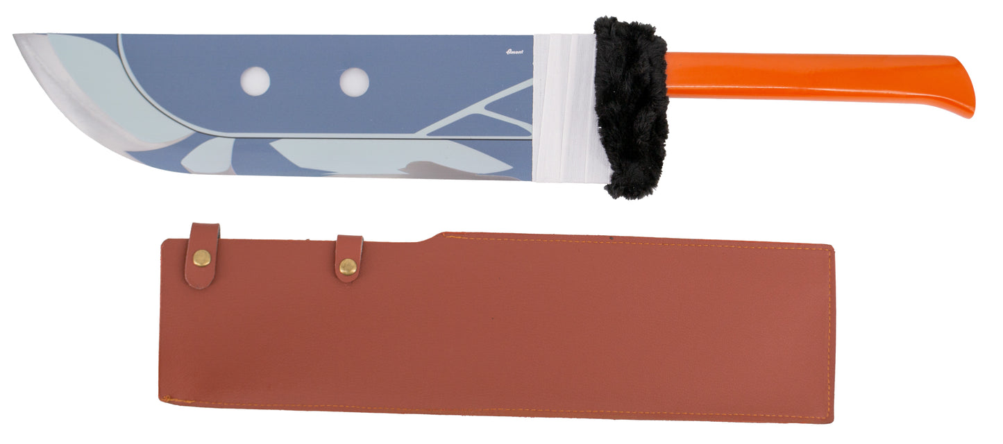 Cuchillo de combate Demonio Asesino S7009 de Jujustu Kaisen de 72 cm, réplica no oficial. Mango de plástico marrón con guarda forrada de terciopelo negro y una hoja de acero decorada de 44 cm. Ref. S7009