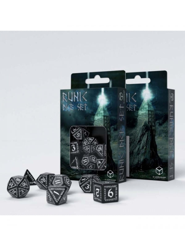 Dados Rúnicos en Blanco y Negro (7 unidades) - Q Workshop