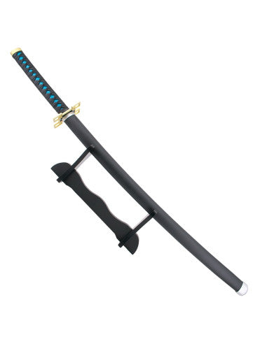 Katana S5093 de Demon Slayer empuñada por Tokitou Muichirou réplica no oficial de 103 cm hoja de acero acabada en negro con filo en satinado, mango con encordado negro de polipiel