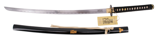 Katana Funcional S5014H Hattori Hanzo Kill Bill "La novia" réplica no oficial de 102 cm hoja de acero al carbono AISI 1045, mango con encordado negro con soporte