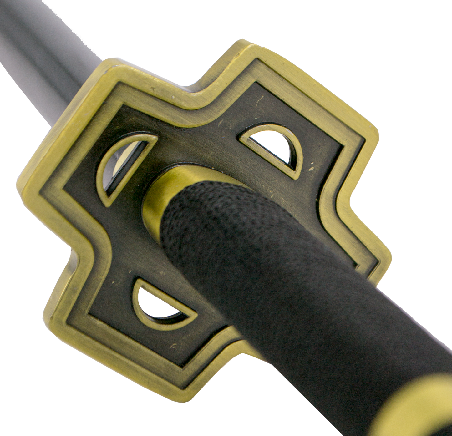 Katana S5016 Yubashiri de Zoro de One Piece réplica no oficial de 100 cm hoja de acero acabado en negro con dentado satinado, mango con encordado negro, con soporte. Ref. S5016