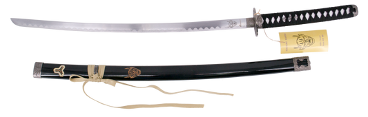 Katana S5020 Hattori Hanzo Kill Bill "Bill" réplica no oficial de 103 cm hoja de acero, mango con encordado negro con soporte, detalle de Diablo en vaina y hoja. Ref. S5020