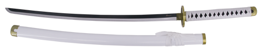 Katana S5021 Shusui Wado Ichimonji de Zoro de One Piece réplica no oficial de 103 cm hoja de acero acabado negro con el corte en satinado, mango con encordado blanco, con soporte. Ref. S5021