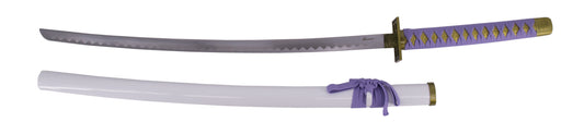Katana S5024 de Kuchiki Byakuya de Bleach réplica no oficial de 104 cm hoja de acero, vaina blanca con encordado morado, mango con encordado morado. Ref. S5024