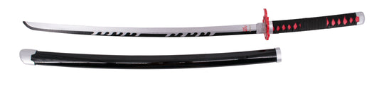 Katana S5033 de Demon Slayer Katana Mingshao empuñada por Kamado Tanjirou réplica no oficial de 105 cm hoja de bambú, mango con encordado negro, vaina negra con detalles en gris. Ref. S5033