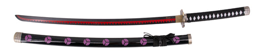 Katana S5034 Shusui de Zoro de One Piece réplica no oficial de 104 cm hoja de bambú negra con dentado en rojo, mango con encordado negro. Ref. S5034