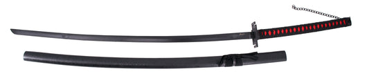 Katana S5041 Tensa Zagetsu Ichigo Kurosaki de Bleach réplica no oficial de 140 cm hoja de acero negra, vaina negra, mango encordado negro. Ref. S5041