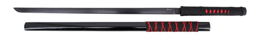 Katana S5045 de Kakashi Hatake de Naruto réplica no oficial de 102 cm, hoja de acero negra, vaina negra lacada con encordado negro y rojo, mango encordado negro e imitación de piel de raya en rojo. Ref. S5045