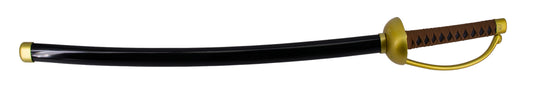 Katana S5078 de Gold D. Roger de One Piece réplica no oficial acabada en negra con detalles en dorado, de 101 cm hoja de acero acabada en negro con ondas en lila, con vaina negra con detalles dorados