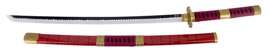 Katana Bambú LED S6053 Sandai Kitetsu de Zoro de One Piece réplica no oficial de 68,5 cm hoja de bambú acabada en negro con dentado en plata, con tira de led en color blanco, mango con encordado Mecanismo de pilas AAA Ref. S6053
