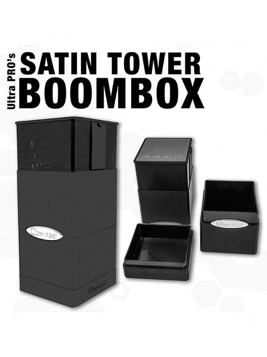 Caja de mazo Satin Tower BOOMBOX Deck Box Negro Ultra Pro.