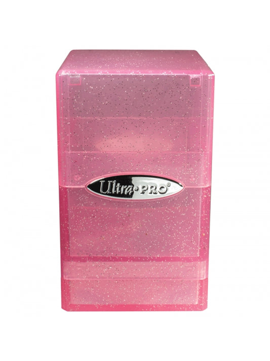 Caja de mazo Satin Tower Ultra Pro. Para 100 cartas. Color Glitter Pink