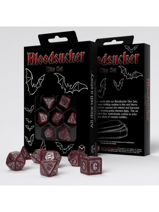 Dados Bloodsucker en Rojo y Plateado (7 unidades) - Q Workshop