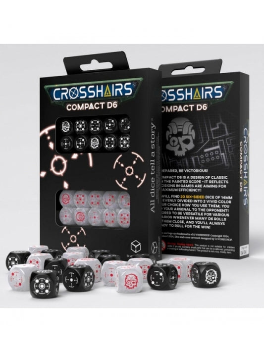 Dados Crosshairs Compact D6 en Blanco y Perla (7 unidades) - Q Workshop