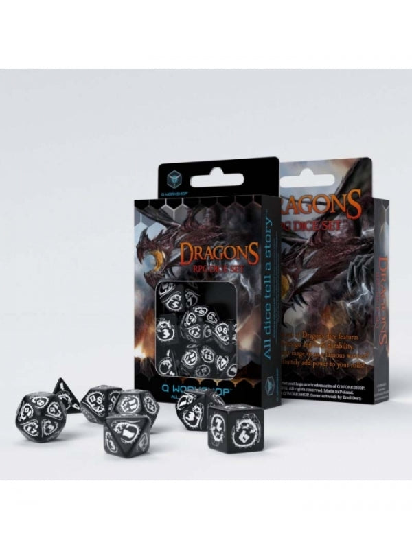 Dados Dragons Hematite (7 unidades) - Q Workshop