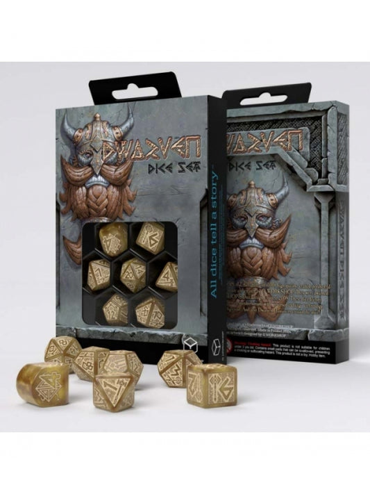 Dados Dwarven en Dorado (7 unidades) - Q Workshop