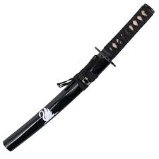 Tanto Funcional S6057S de 55 cm hoja de acero al carbono 1045 con filo acabada con aspecto cerámico, con vaina lacada en negro y un cisne blanco, encordado negro