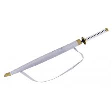 Katana Paraguas S0333 de One Piece modelo Roronoa Zoro réplica no oficial, mango encordado blanco con imitación piel de raya negra