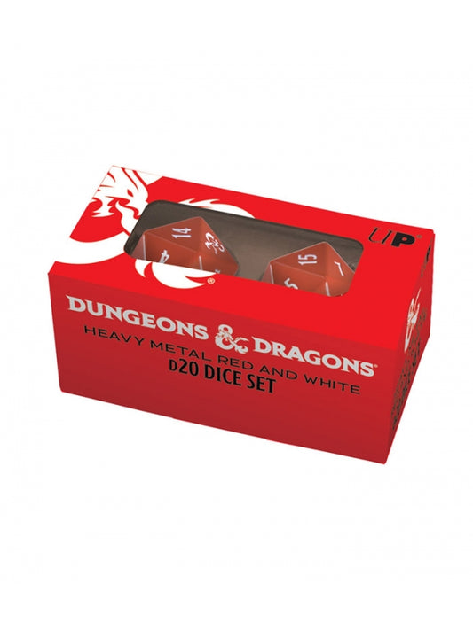 Heavy Metal Red and White D20 Dice Set Dungeons & Dragons Ultra Pro