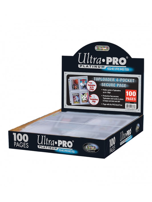 Hojas 4 bolsillos Platinum Ultra Pro para Toploaders - Paquete de 100