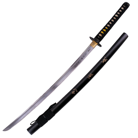Katana Funcional S6060 «Coraje, Deber y Lealtad» el último samurai réplica no oficial de 105 cm hoja de acero al carbono 1060, vaina de madera negra con grabado